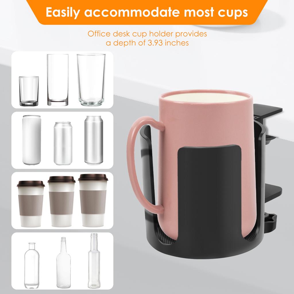 Desk Cup Holder Universal Adjustable Table Drink Holder 5/7/10cm Clip-On Desk Bottle Stand Anti-Spill Table Mug Clamp for Office