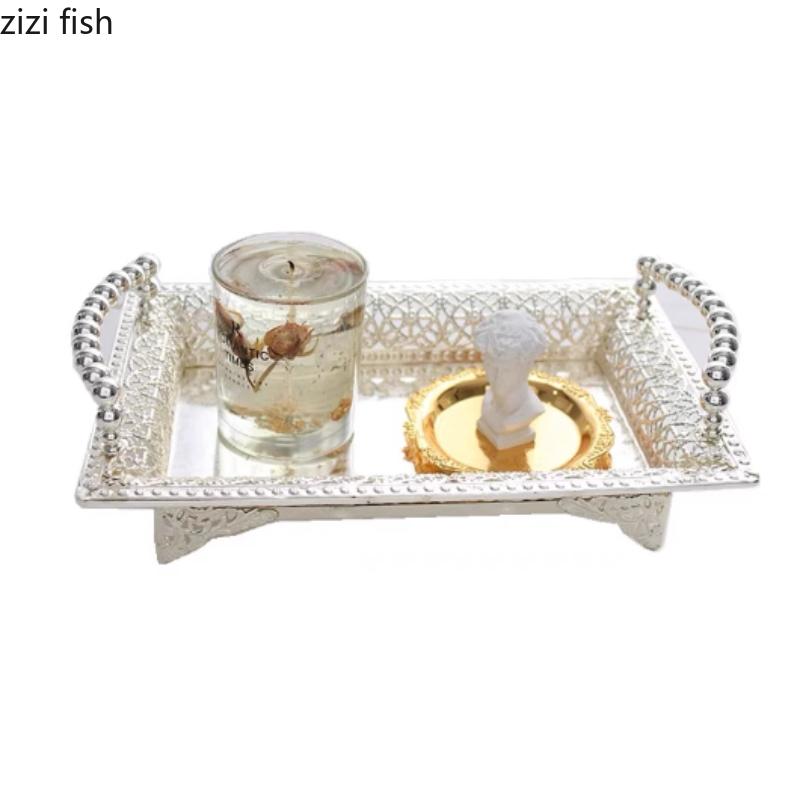 European Style Silver Plated Storage Tray Afternoon Tea Dessert Snack Tray Wedding Dessert Table Decoration Fruit Cake Pan