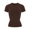 American front shoulder slim trendy top women's design sense niche new summer solid color fashion short-sleeved t-shirt