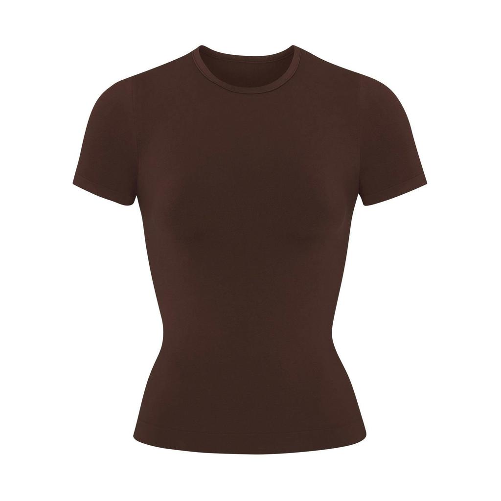 American front shoulder slim trendy top women's design sense niche new summer solid color fashion short-sleeved t-shirt
