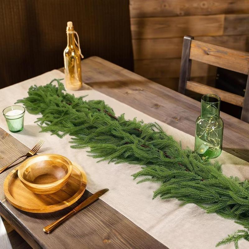 Glowing Artificial Pine Rattan Vine Wreath, Hanging Greenery Plants, DIY Home Outdoor Garden Door Xmas Party Decoration