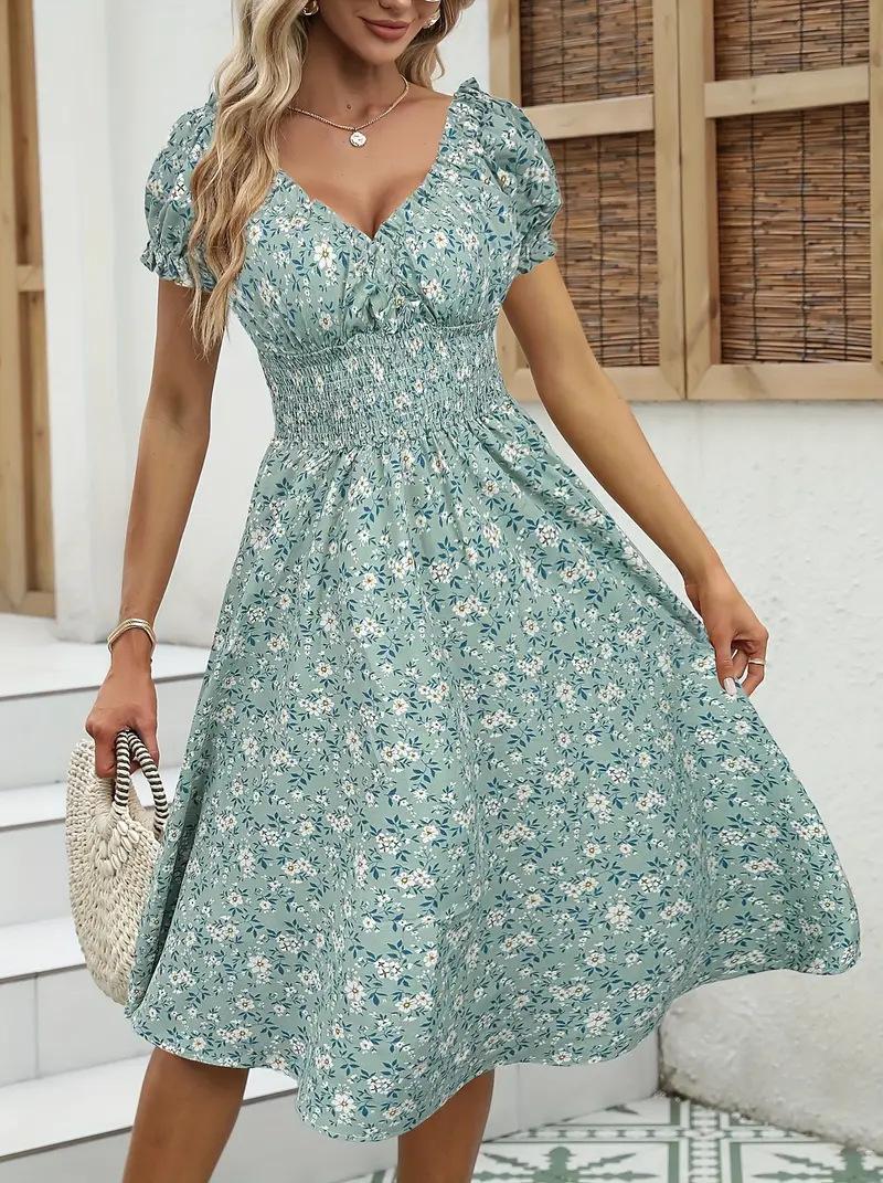 European Style Women Clothing Vintage Floral Maxi Dress M