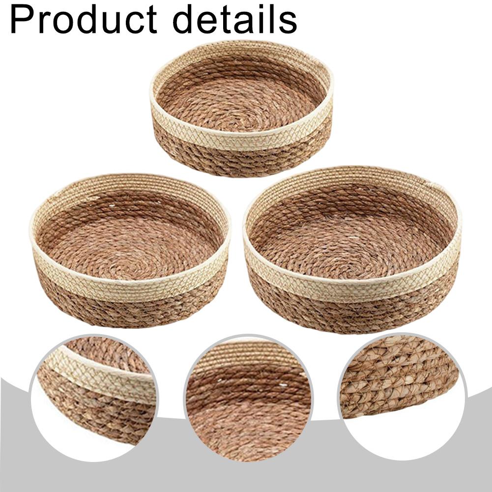 Multi-Purpose Container Natural Straw Basket Decorative Storage Decorative Home Accessory Easy To Clean For Snacks For Cosmetics