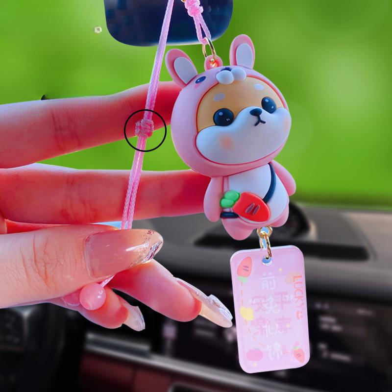 Decorazione per interni auto Anime Simpatico cartone animato Shiba Inu Specchietto retrovisore per auto Decorazione pendente per regalo per auto Accessori per interni