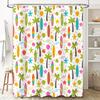 Surfboard, Palm Tree Shell Shower Curtain Beachy Pattern Print Fabric Waterproof Bath Room Decor Shring Showe curtain Set for Li