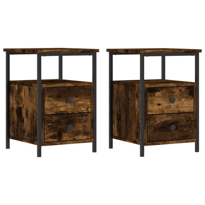 VidaXL Tables de chevet 2 pcs chêne fumé 34x35,5x50 cm bois ingénierie 826018
