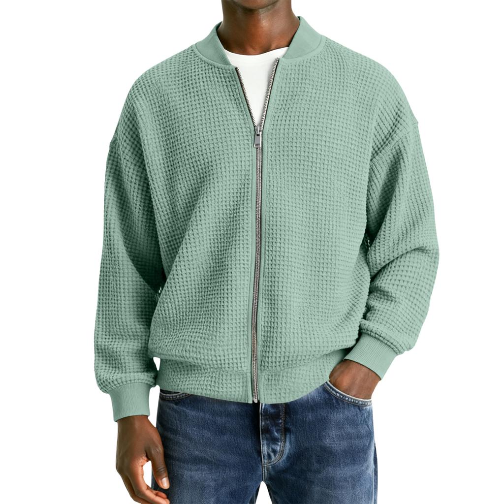 Men's Casual Zipper Stand Collar Long,Sleeve Lapel Jacket