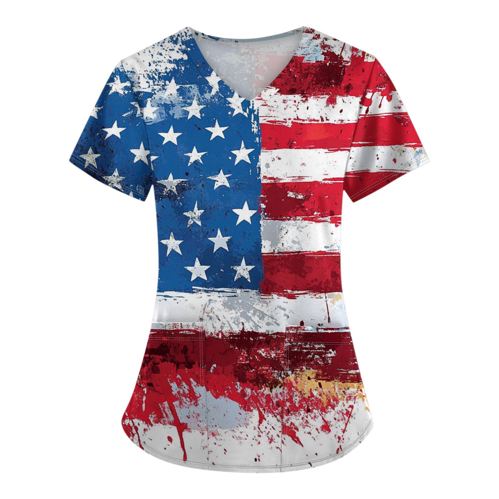 

Женские модные комбинезоны с коротким рукавом и V-образным вырезом, с карманами, с принтом «День независимости», топы, одежда XXXXXL