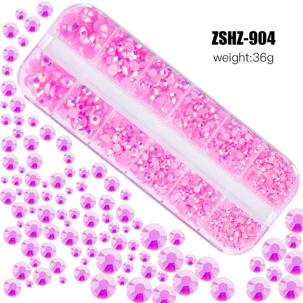 12-Fächer-Box mit gemischten Acrylharz-Strasssteinen mit flachem Boden für DIY Bären-Nagelkunst