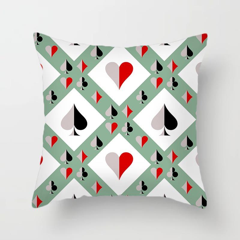 Juste de coussin carrée avec motif de poker, décoration de luxe pour la maison, accessoires magiques, cœur noir, bureau, canapé, voiture