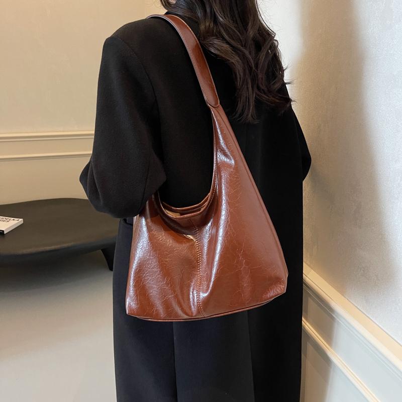 Two-Piece Bag Set Soft Leather Tote Bag Women's Retro Large Capacity Shoulder Bag Underarm Bag