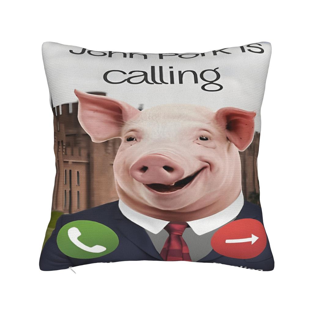John Pork Dzwoni Poszewka na Kwadratową Poduszkę z Krótkiego Pluszu Dwustronny Nadruk Poszewka na Poduszkę do Sofy Sypialni