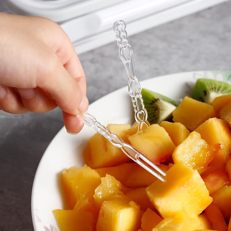 Jiamo Disposable Transparent Fruit Forks