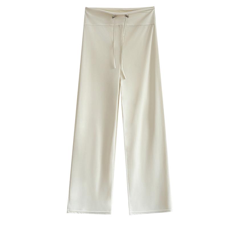 2026 Spring/Summer Maternity Ice Silk Wide-Leg Lace-Up Pants