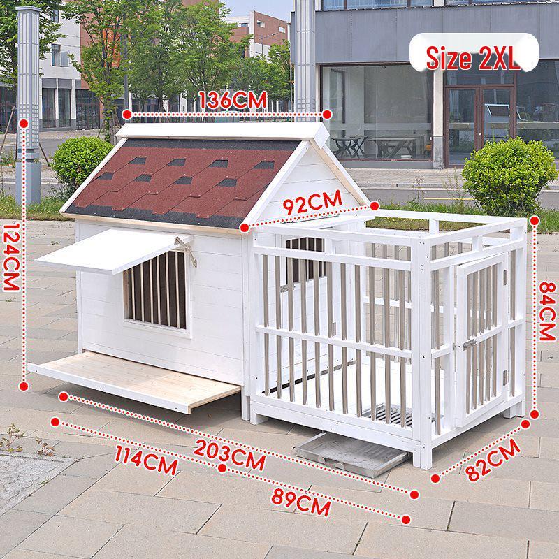 Solid Wood Waterproof Outdoor & Indoor Dog Kennel - Suitable for Large, Medium, and Small Dogs