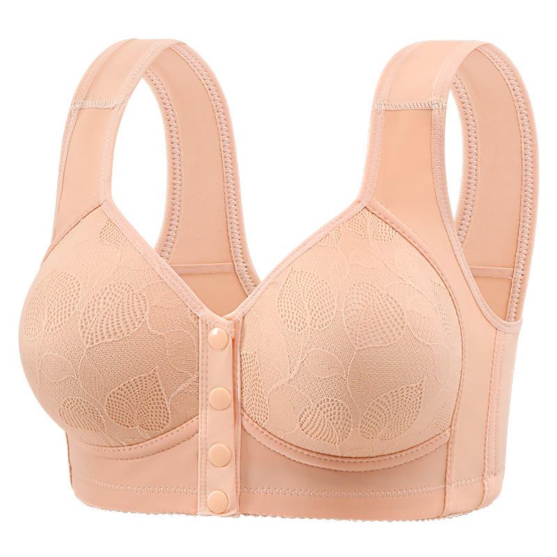 Peach Lace Front Closure Bra with Wide Comfort Straps