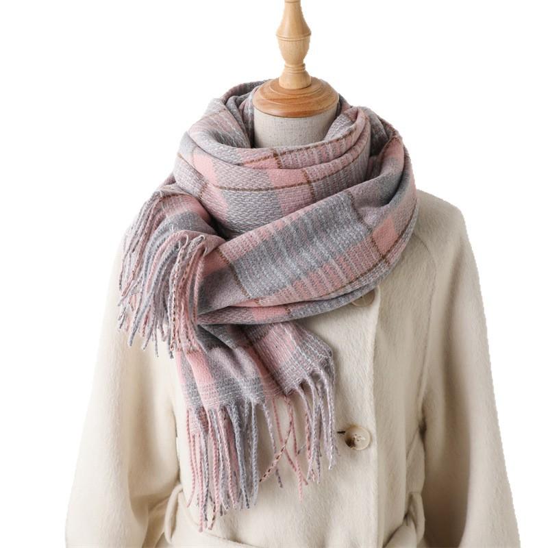 Imitation Cashmere Literary Plaid Warm Shawl Scarf Autumn And Winter Fashion Atmosphere Couple Versatile Fringed Scarf