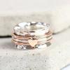 Women Ring Rotatable Bi-color Fun Elegant Retro Stress Relief Casual Love Heart Charm Finger Ring Fashion Jewelry