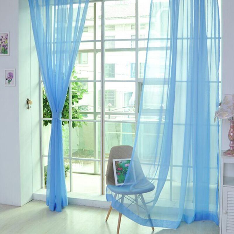 Colorful Floral Sheer Valances Tulle Curtains for Door/Window - Light Filtering
