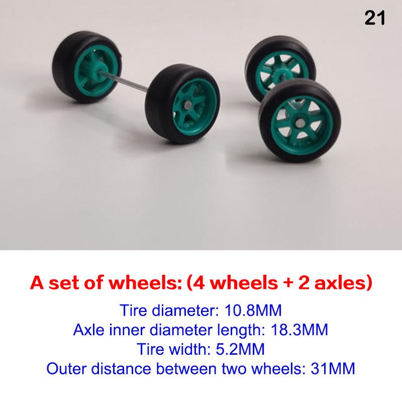 4 sztuk/zestaw 1:Koła w skali 1/64 do Hotwheels Model samochodu z gumowymi oponami Części modyfikowane