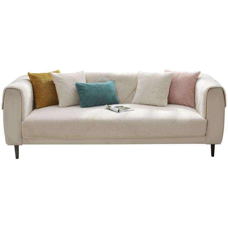 High-end Non-slip Cushion Nordic Modern Simple Sofa Cover Winter Plush Cashmere Sofa Cushion Thickened