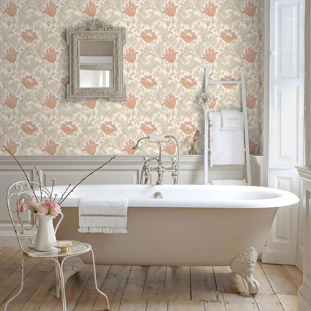VEELIKE Wallpaper Floral Removable Damask Leaf Heat Sticker Cutting Wall Removable Fusuma Vintage Sticker, Pattern, Wallpaper, Beige, Style, Pattern,