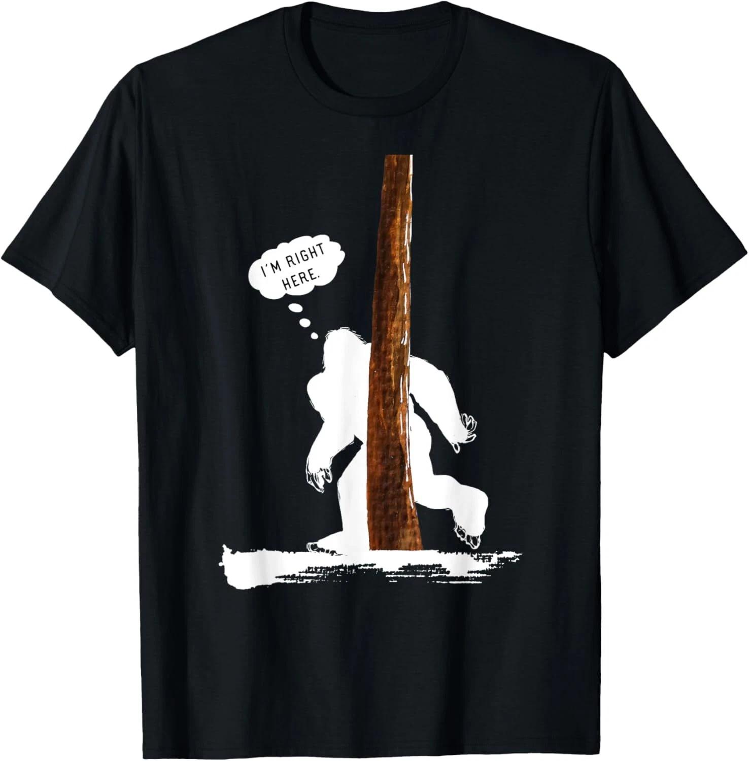 

Funny Bigfoot Shirt – Hiding Behind Tree for Sasquatch Believers S