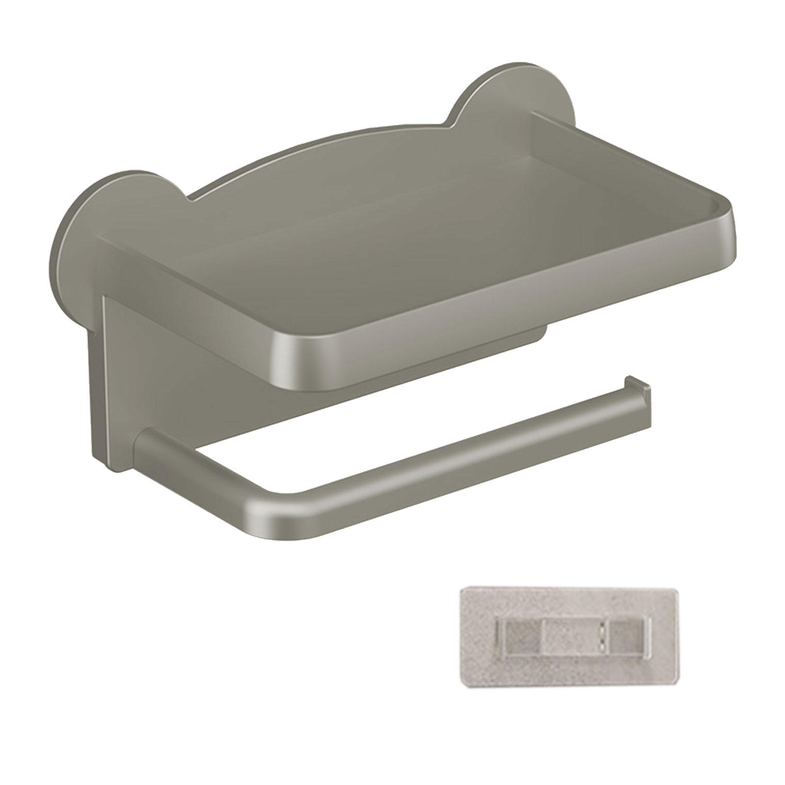 

Настенный держатель для салфеток без сверления с полкой для телефона, многофункциональная подставка для салфеток, 3 цвета на выбор для туалета серый