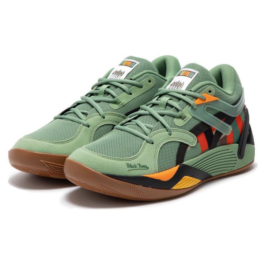 Puma Unisex TRC Blaze Court x Black Fives Sneakers Dusty Forest Vibrant Orange White 377583-02