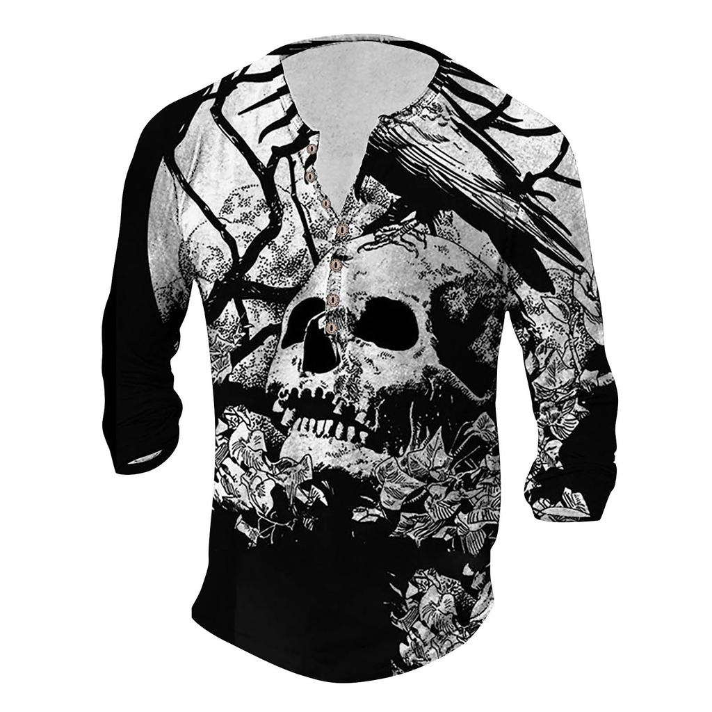 Men's Long Sleeve Graphic Printed Fashion T-Shirt Spring  Long Sleeve Printed Pullover