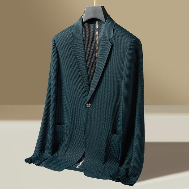 Spring and Summer New Single Western Jacket Men's Thin Top Elastic Casual Suit Sunscreen Suit