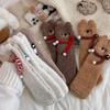 1Pair Sleep Socks Cute Little Bear Cartoon Coral Velvet Socks Soft Polyester Fiber