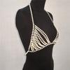 Female Pearl Waist Chain Bra Top for Party Nightclub Sexy Pearl Beaded Body Chain Bralette