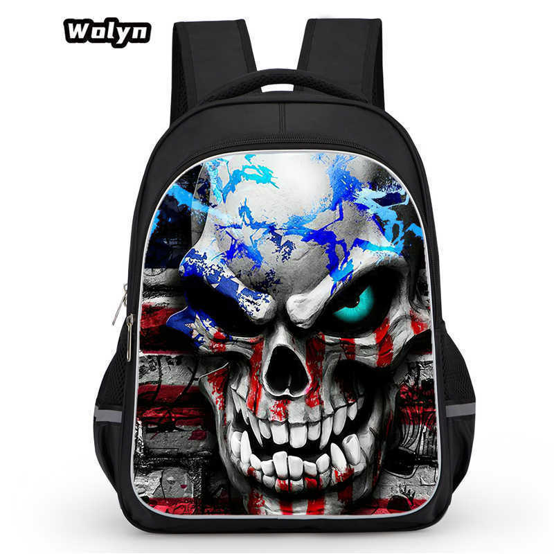 Skull Series Peripheral Animation Printing Backpack Student Bag Support