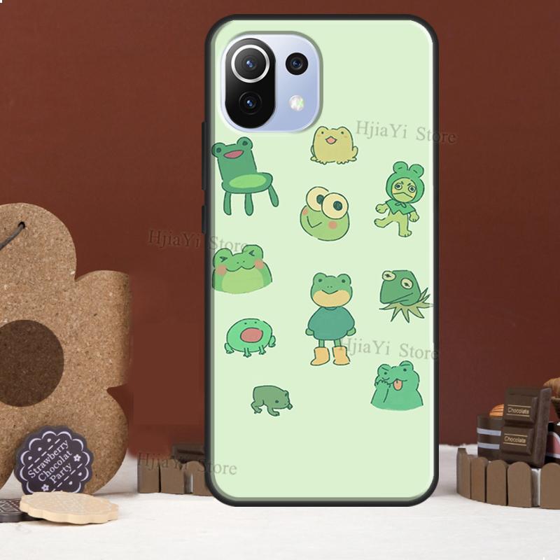 Cute Green Frog Phone Case For Xiaomi Mi 11 Lite 11Ultra 9T 10T 11T Pro POCO M3 M4 X3 Pro F3 Cover Coque