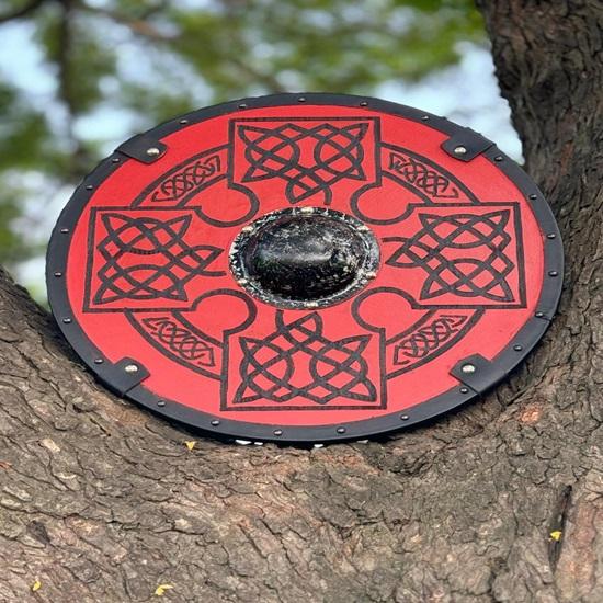 45.72 Cm Wooden Viking Shield, Norse Viking Warrior Shield, Valhalla Round Viking Shield, Ideal for LARP, Battle Cosplay Home Decor