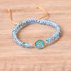 Blue Round Opal Bracelets Bangles Stones Beaded Braided Balance Yoga Jewelry