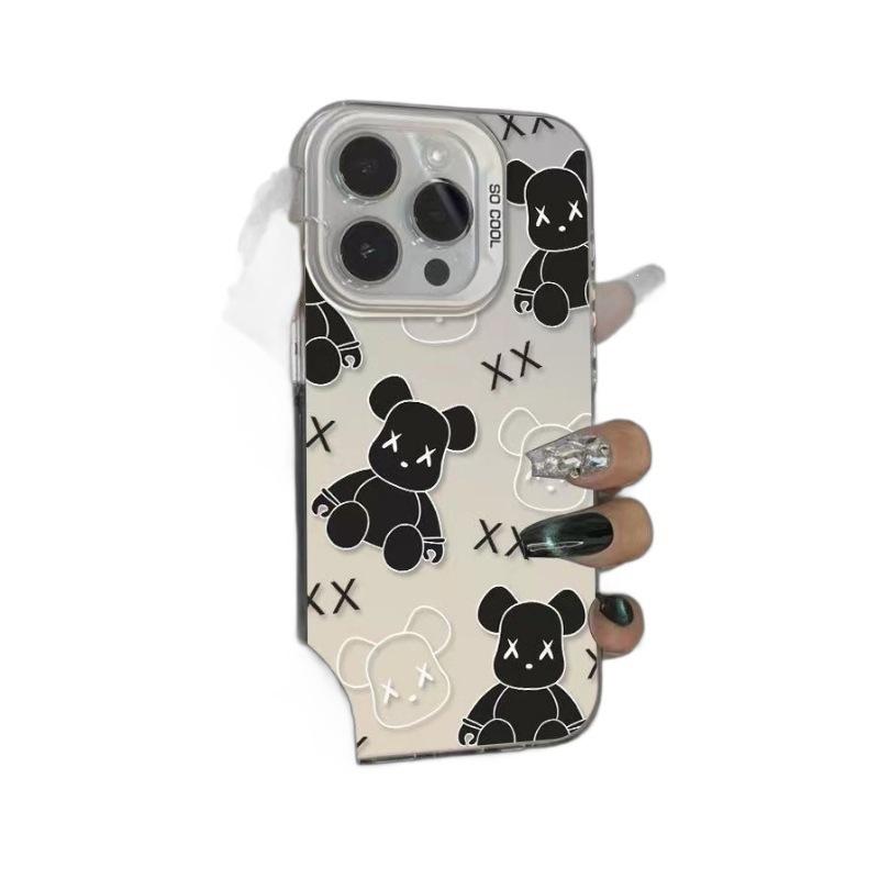 Line Violence Bear Is Suitable for Apple 16promax Mobile Phone Case 14pro New 13/12 Matte 11 Trendy 7/8P