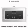 luxury Brushed Stainless Steel Wall Light Switch,Universal 5pin 18W Type-C Quick charging outlet,UK Standard Dual USB Socket