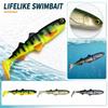 16cm 25g Weicher Angelköder Dreiteilig Gelenkiger Swimbait mit Großem Schwanz Flexibler PVC-Körper Bionische Fischform Angelköder