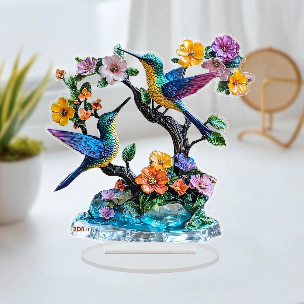 Bohemian kolibřík, 2D plochý akryl, stolní dekorace, ozdoby, vhodné do obývacího pokoje, kanceláře, na párty, Vánoce, Halloween