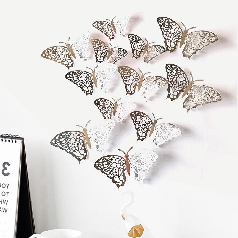 Lasergeschnittene 3D Schmetterlings-Wanddeko für Zuhause, Party, Hochzeit, Girlande, Pappschmuck mit Lotusblumen