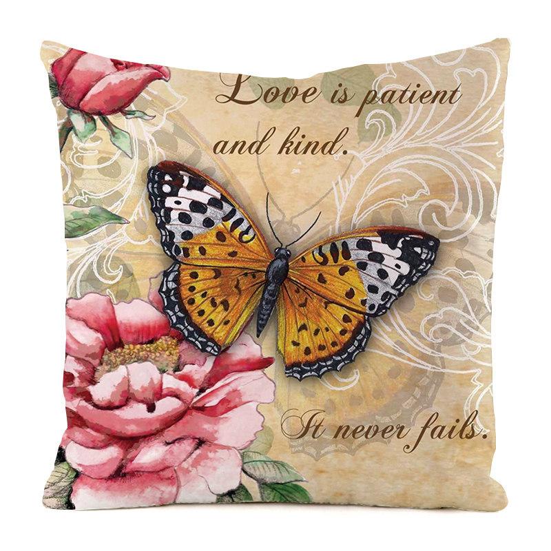 Colorful Countryside Butterfly Digital Printing Short Plush Pillow Covers For Car Sofa Office Cushion Cover Home Goods