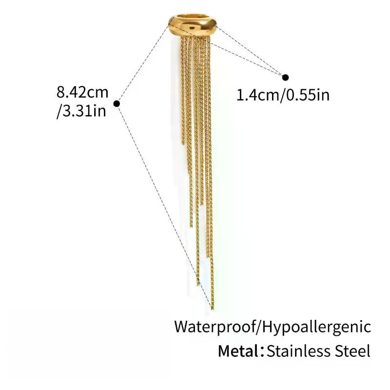 1/2Pcs Stainless Steel Non-piercing Clip Earrings Nickel-free Gold Color Long Tassel Drop Earrings For Women Statement Ear Cuffs