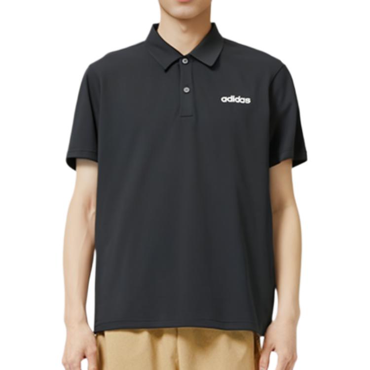 adidas Polo Shirts Men's Black Polo Collar Moderate Straight Fit JD1434
