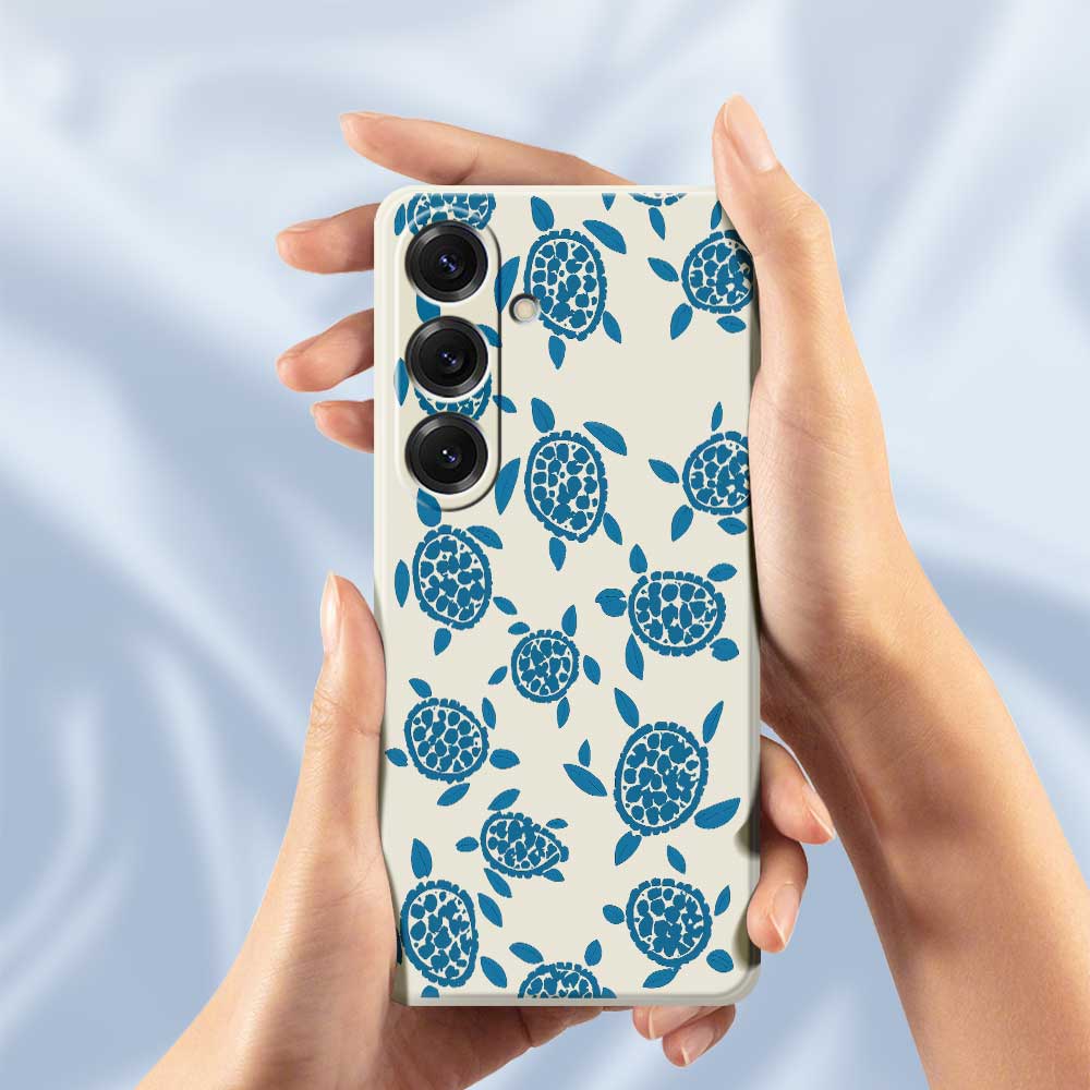 For Samsung Galaxy S25 Case Blue Turtle Pattern Printing Straight Edge TPU Phone Back Cover