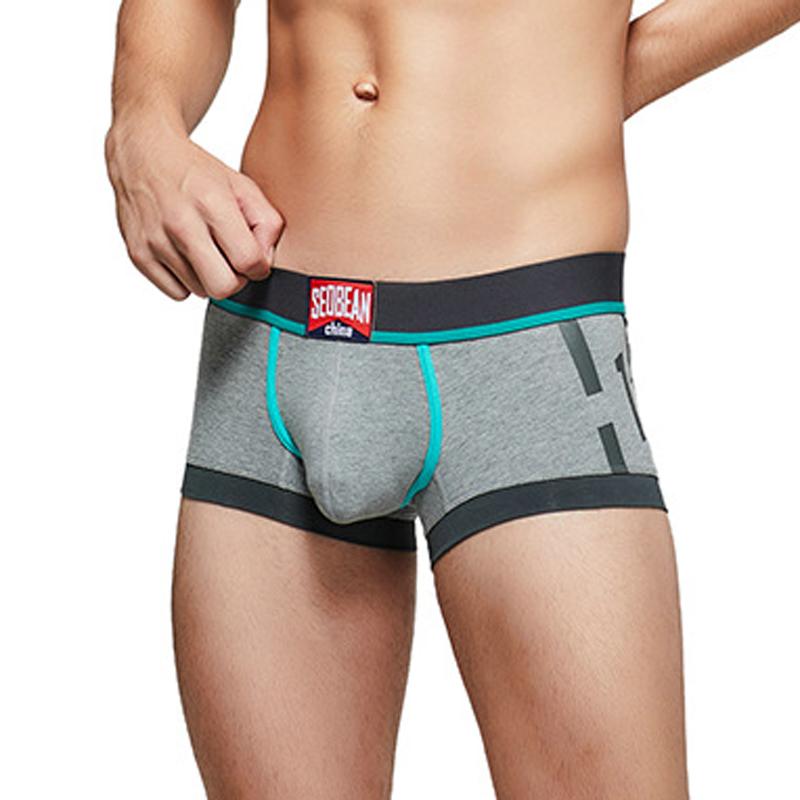 Men's Fashion Color Block Boxer Briefs Sexy Low Waist Male Boxer Shorts Comfor Breath Printed Underwear