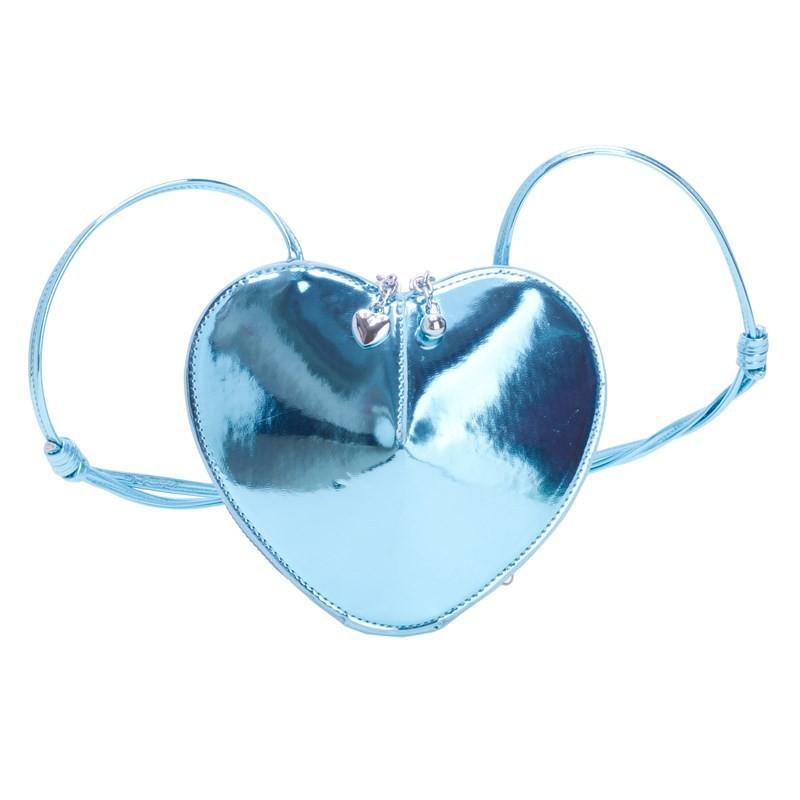 

Chic Laser Reflective Heart Shaped Kids Sling Bag Perfect For Everyday Use синій