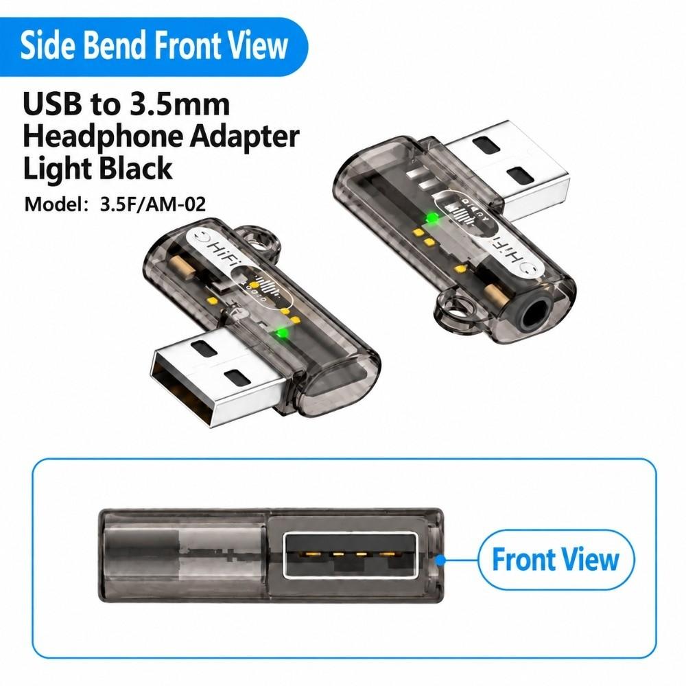 90 Degree Headphone Audio Converter Male to Female USB Audio Dongle Video Calls