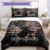 3PC Custom Name American Deer Flag Bedding Set Duvet Cover Closure Includes 1 Duvet Cover & 2 Pillowcases for Bedroom